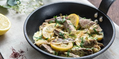 Sauté de porc au citron et au safran