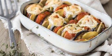 Tian de légumes, fromage et herbes de Provence